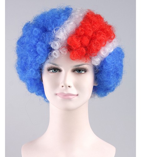 Red Blue Party Afro Wig